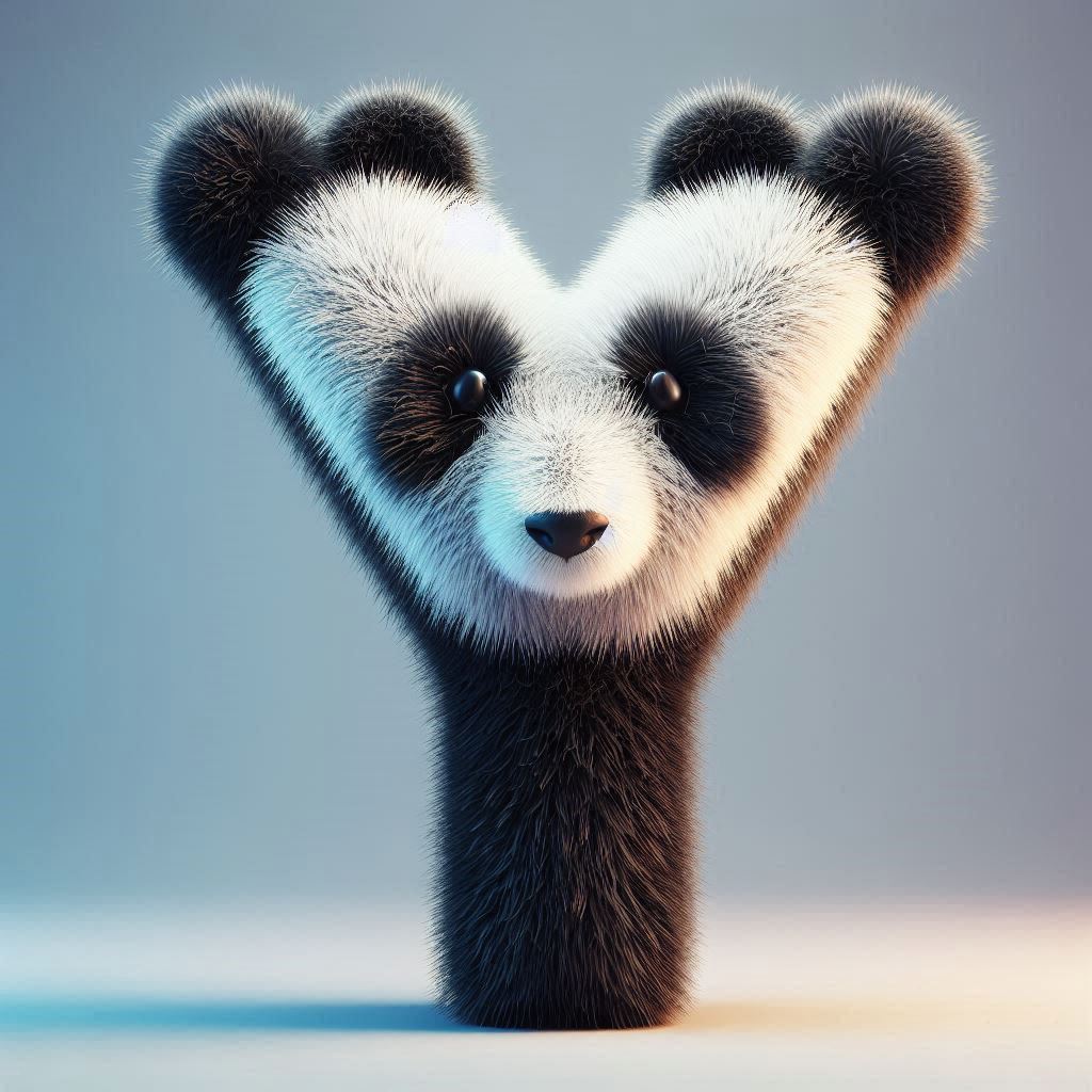 Panda bear 2 — letter Y (variant 2)