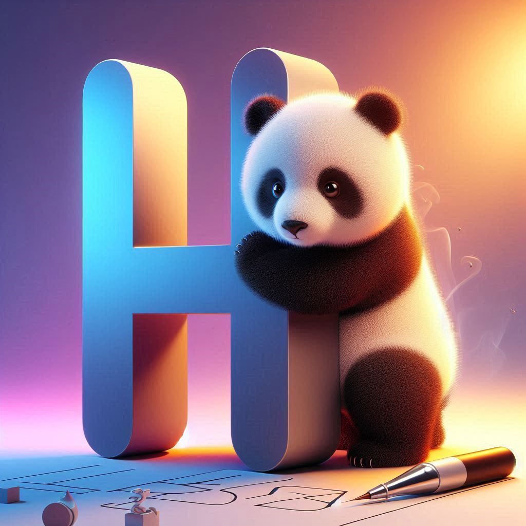 Panda bear — letter H