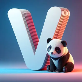 Panda bear — letter V