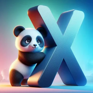 Panda bear — letter X