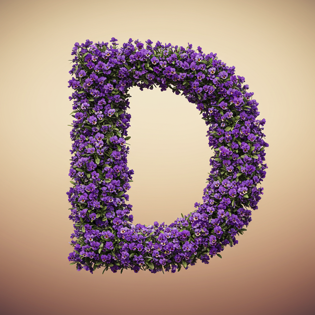 Pansies 3 — letter D (variant 2)