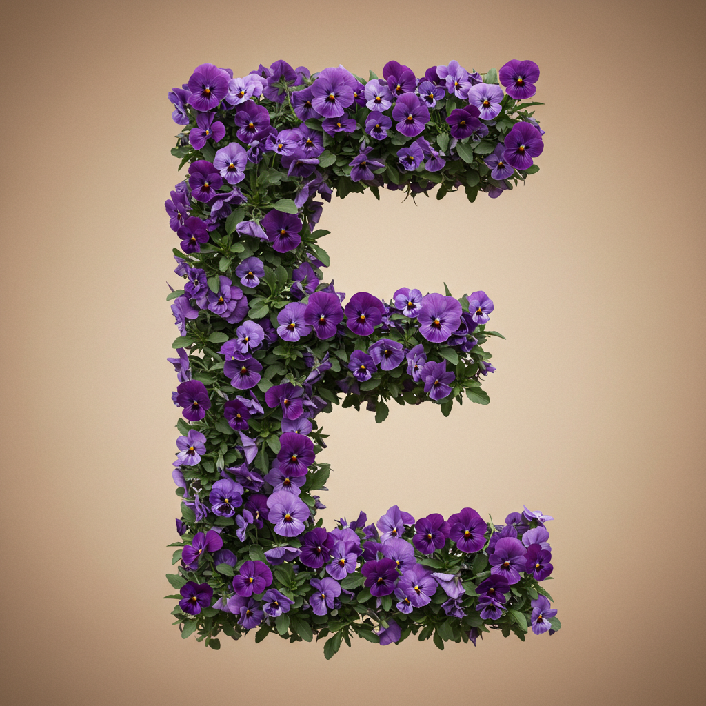 Pansies 3 — letter E (variant 2)