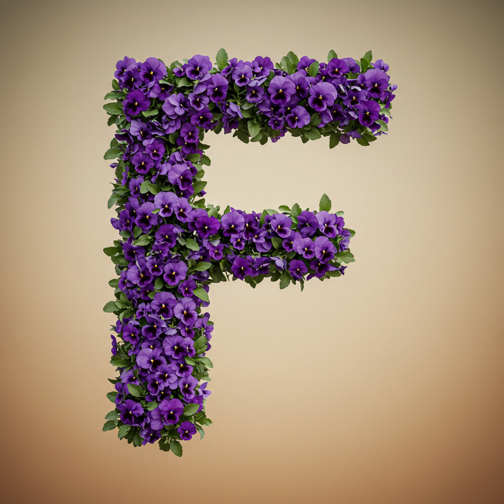 Pansies 3 — letter F (variant 2)