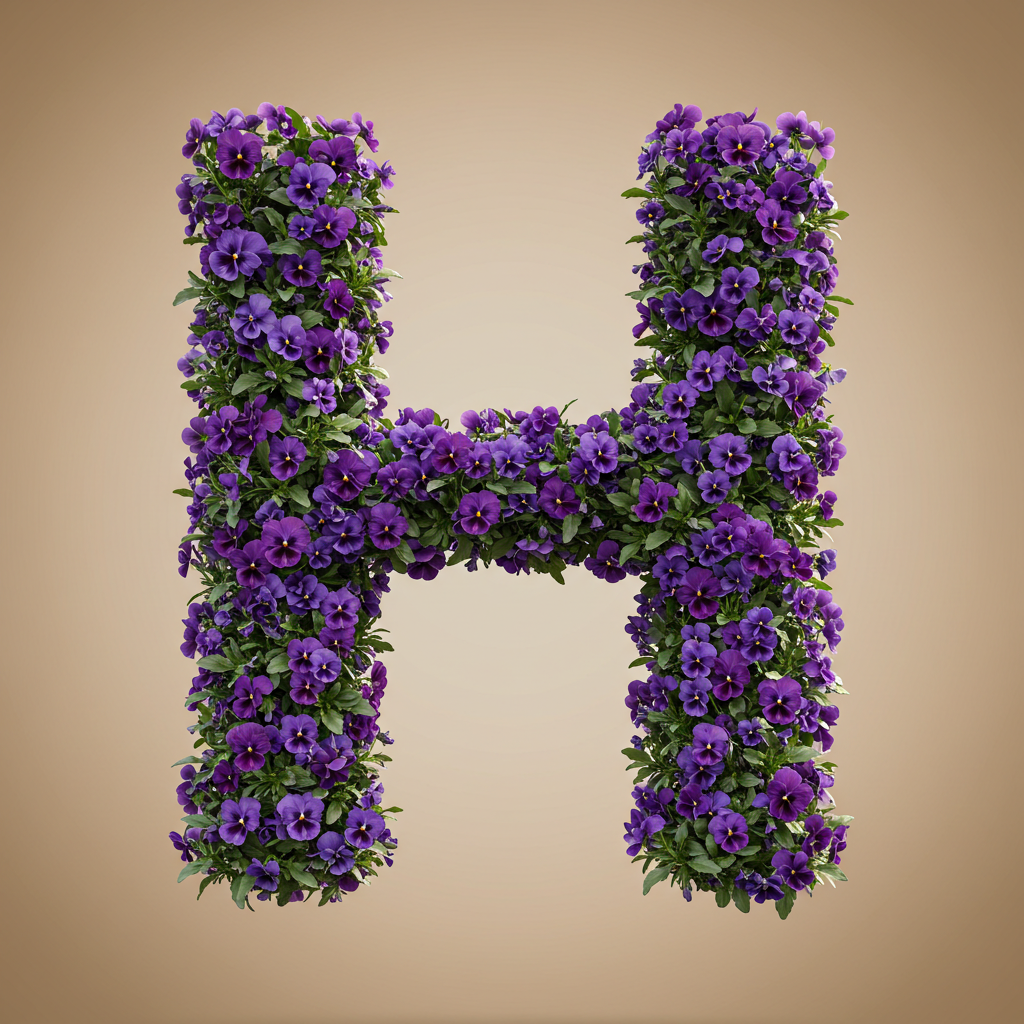 Pansies 3 — letter H (variant 2)