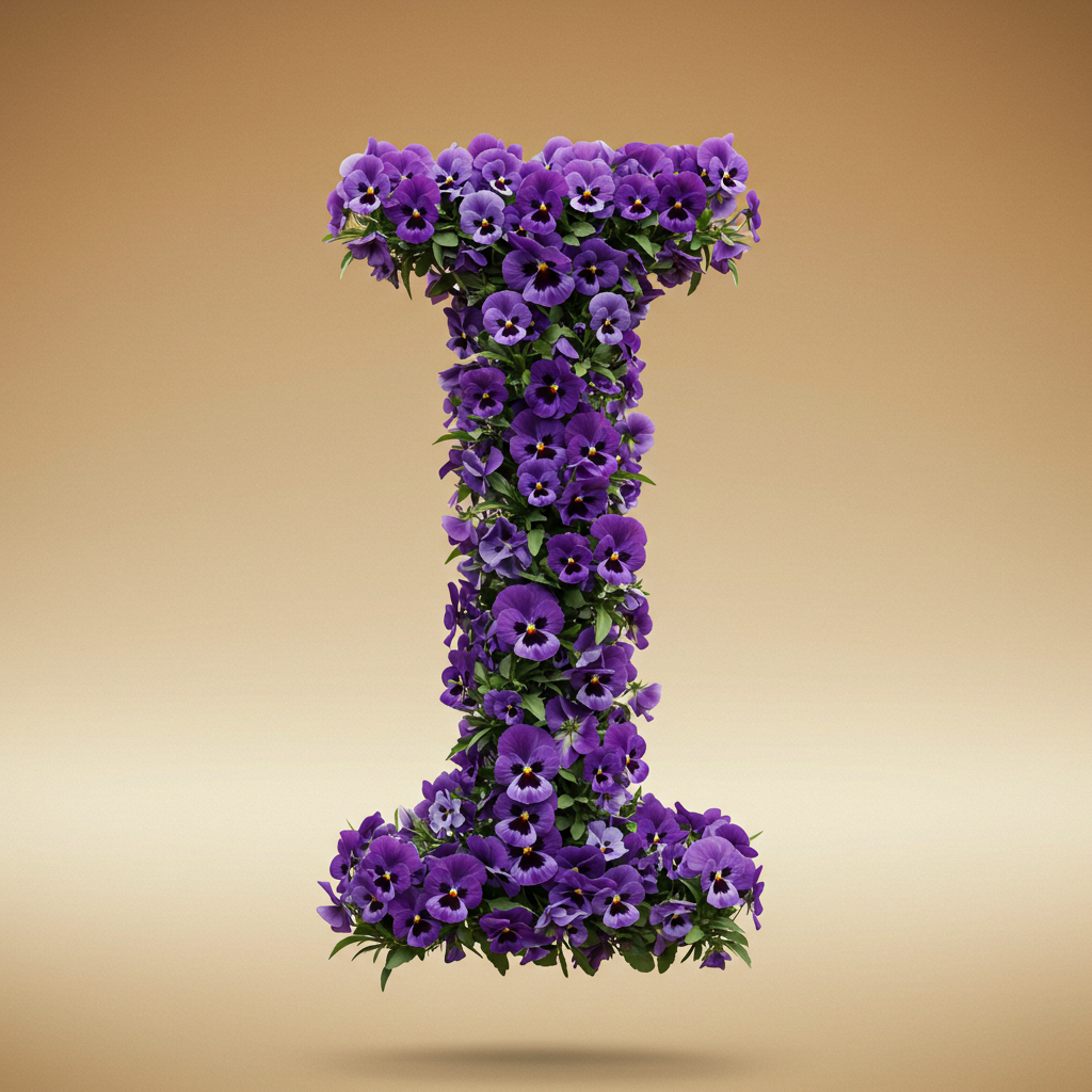 Pansies 3 — letter I (variant 2)