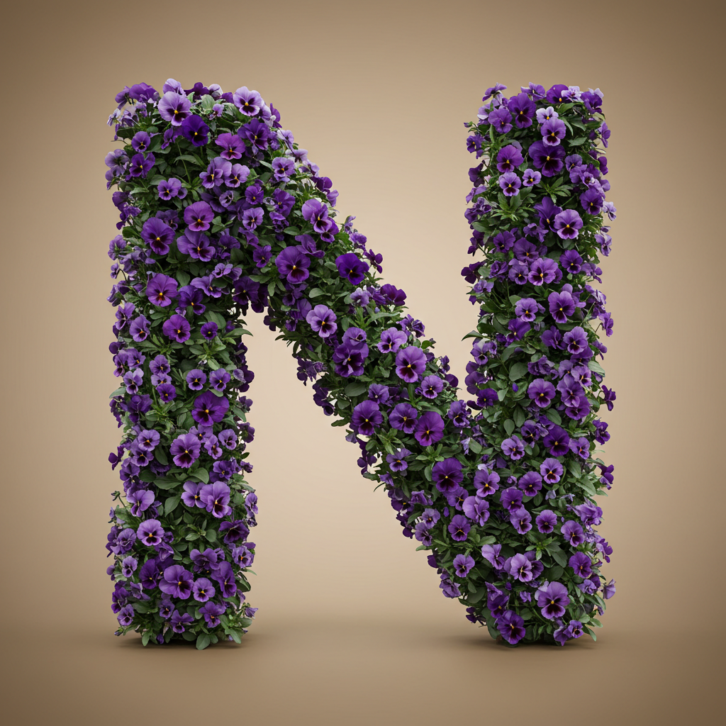 Pansies 3 — letter N (variant 2)