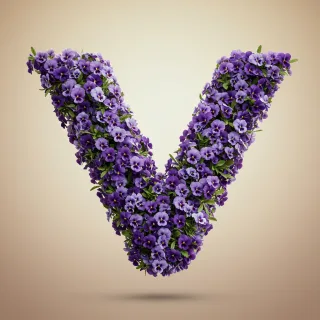 Pansies 3 — letter V (variant 2)