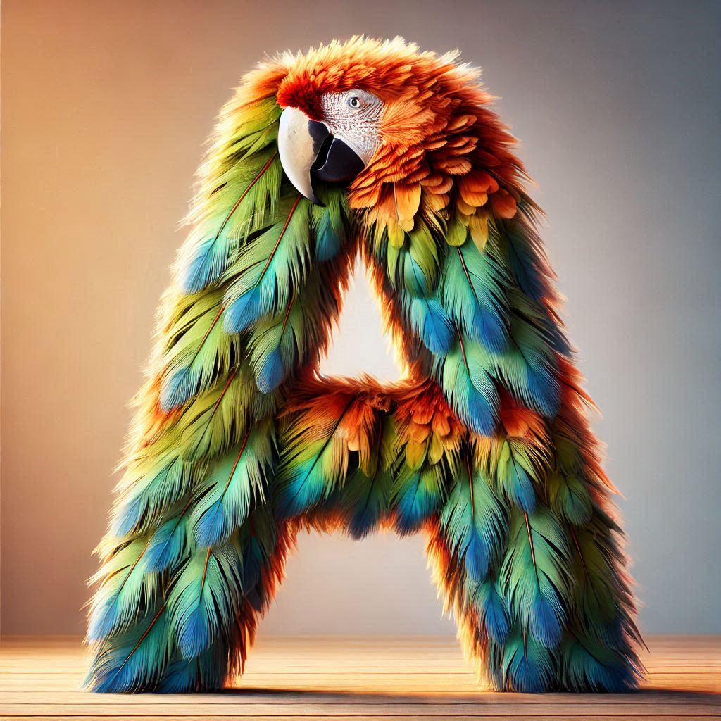 Parrot feathers — letter A (variant 2)