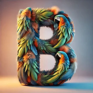 Parrot feathers — letter B