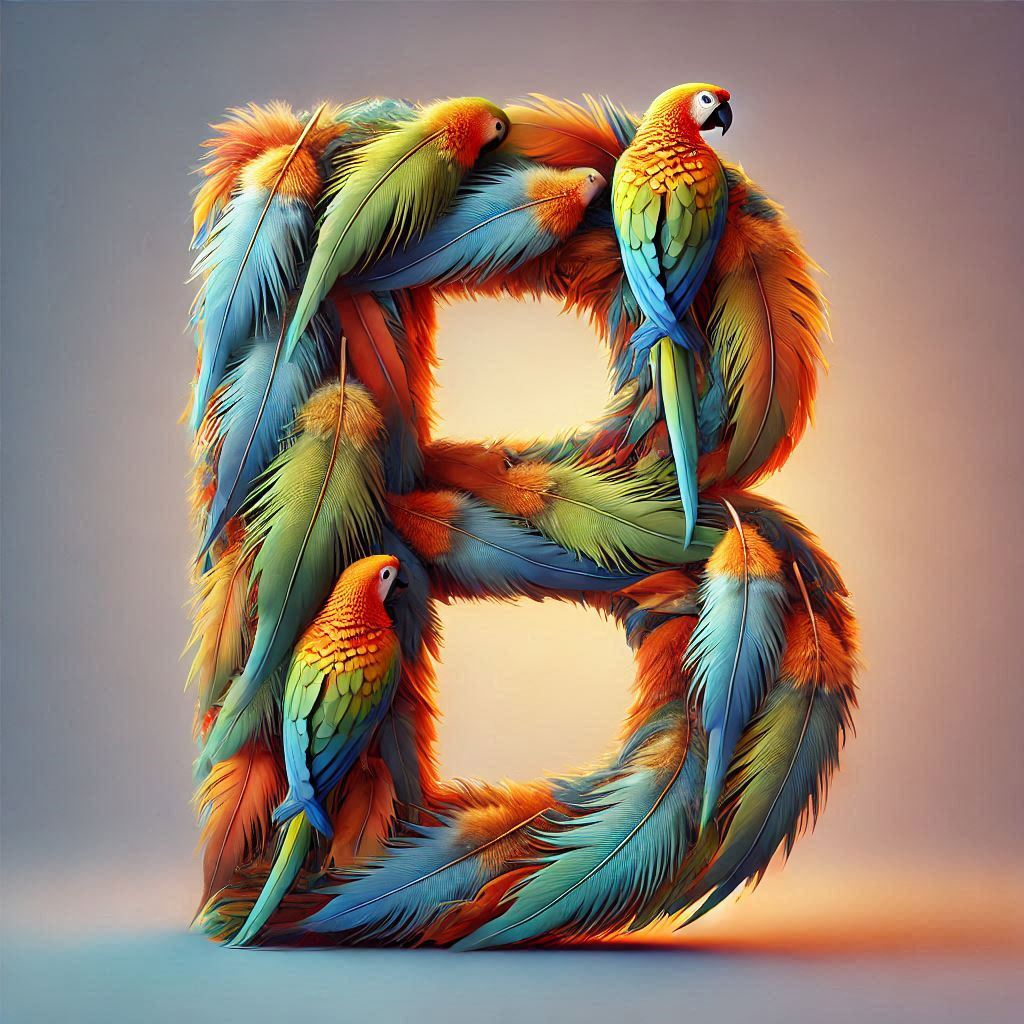Parrot feathers — letter B (variant 2)