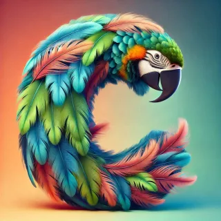 Parrot feathers — letter C