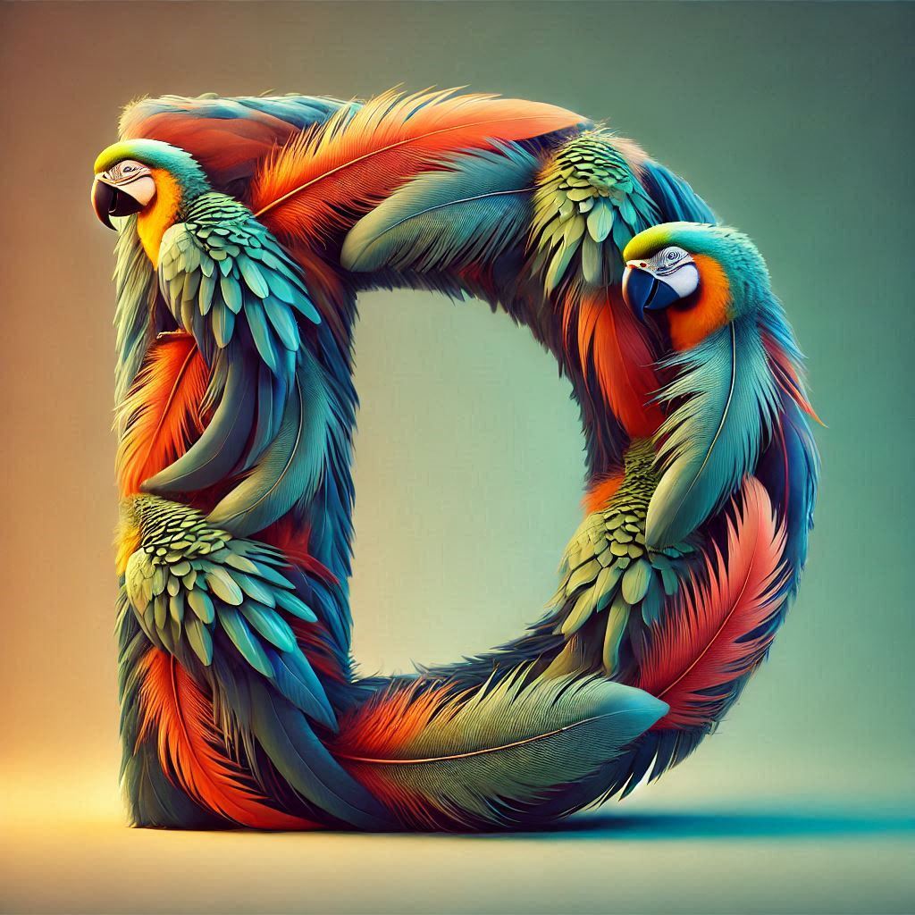 Parrot feathers — letter D