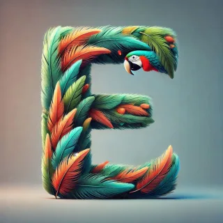 Parrot feathers — letter E (variant 2)