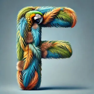 Parrot feathers — letter F (variant 2)