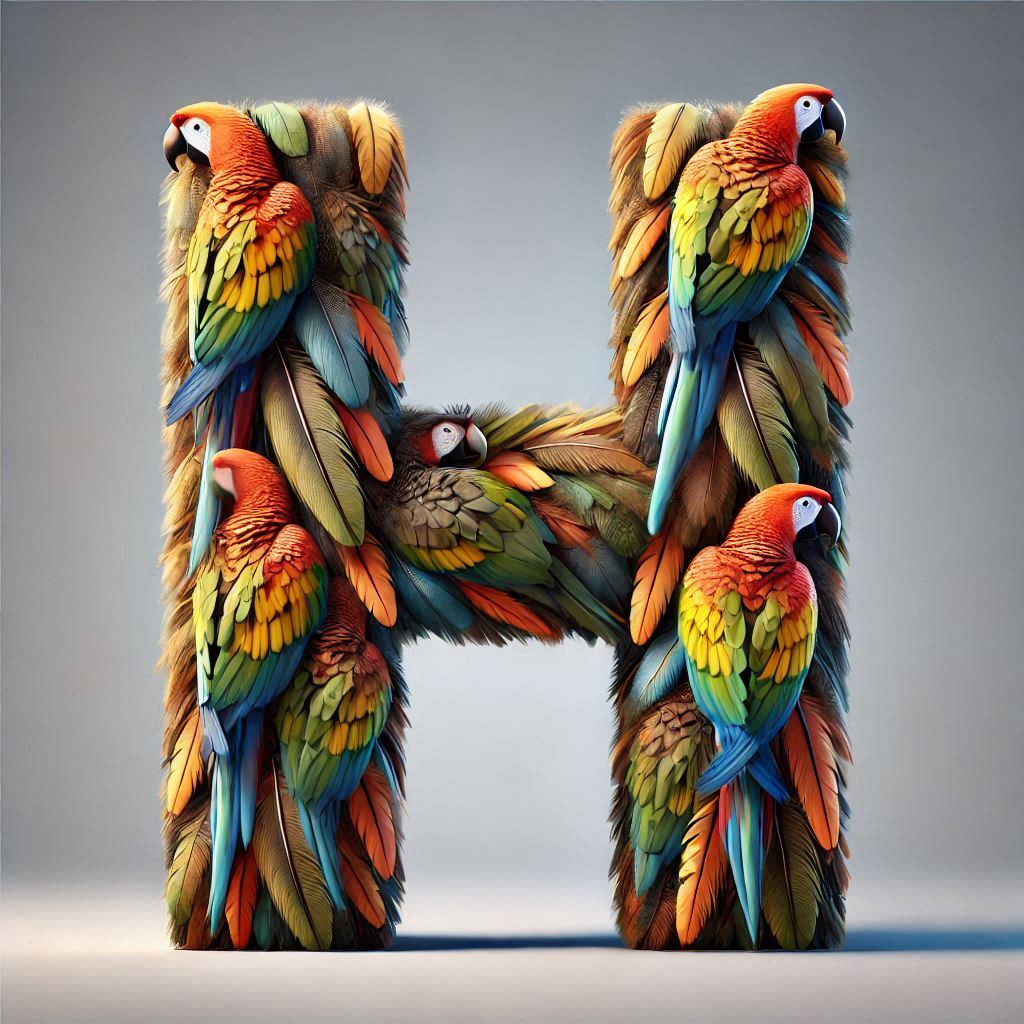 Parrot feathers — letter H