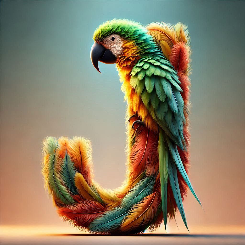 Parrot feathers — letter J