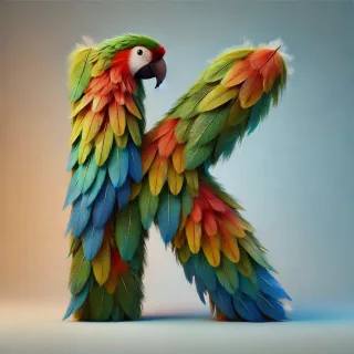 Parrot feathers — letter K (variant 2)