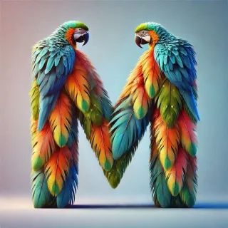 Parrot feathers — letter M
