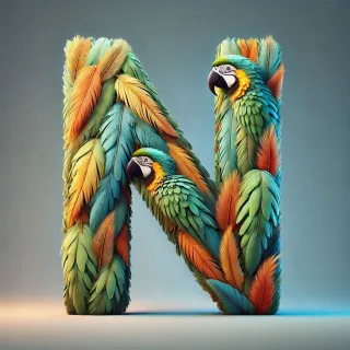 Parrot feathers — letter N