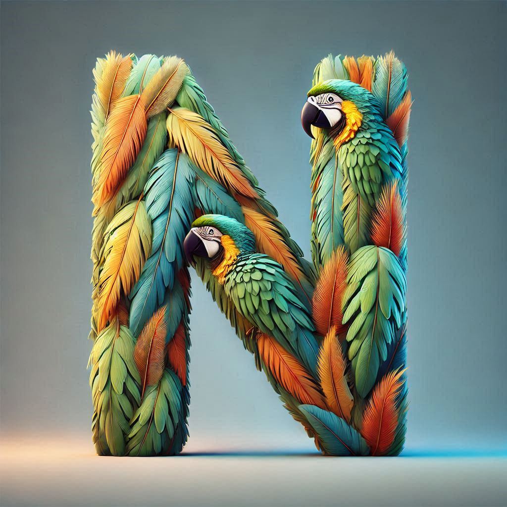 Parrot feathers — letter N