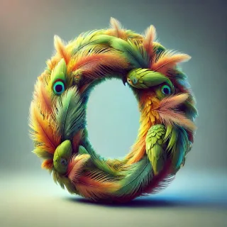 Parrot feathers — letter O