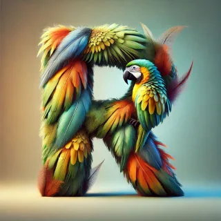 Parrot feathers — letter R