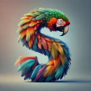 Parrot feathers — letter S (variant 2)