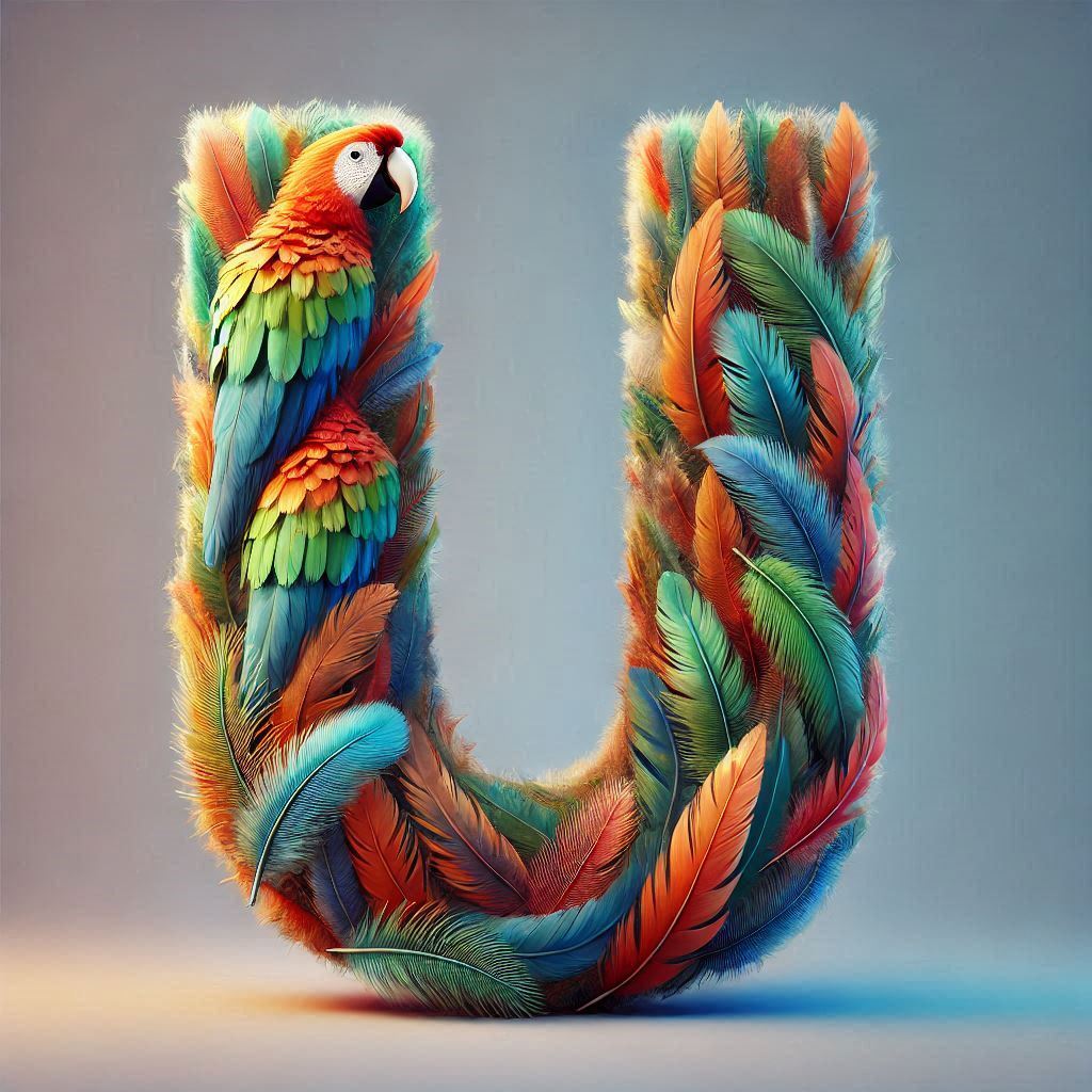 Parrot feathers — letter U