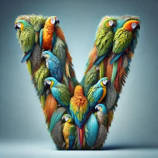 Parrot feathers — letter V