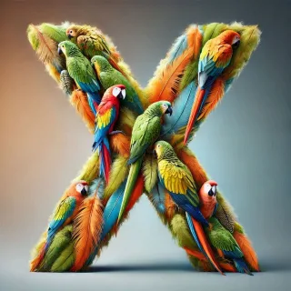 Parrot feathers — letter X