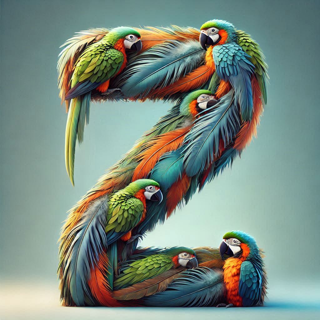 Parrot feathers — letter Z