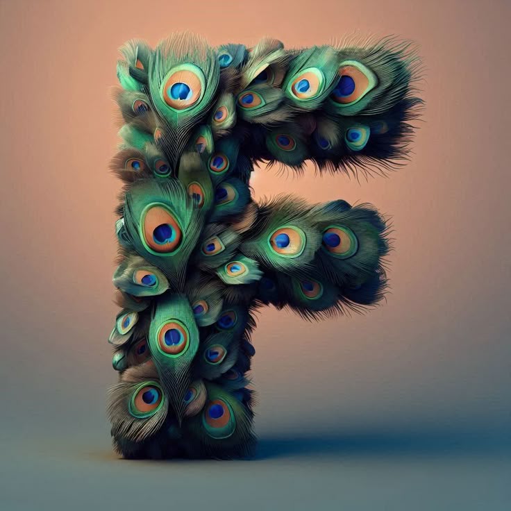 Peacock feathers — letter F