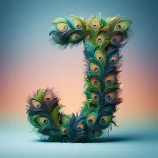 Peacock feathers — letter J