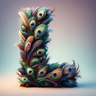 Peacock feathers — letter L