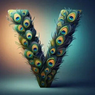 Peacock feathers — letter V