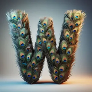 Peacock feathers — letter W