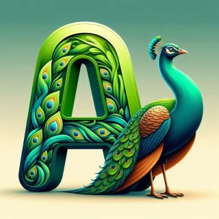 Peacock — letter A (variant 2)