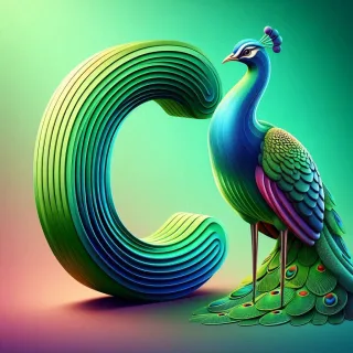Peacock — letter C (variant 2)