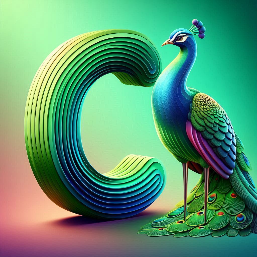 Peacock — letter C (variant 2)