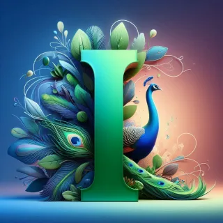 Peacock — letter I (variant 2)