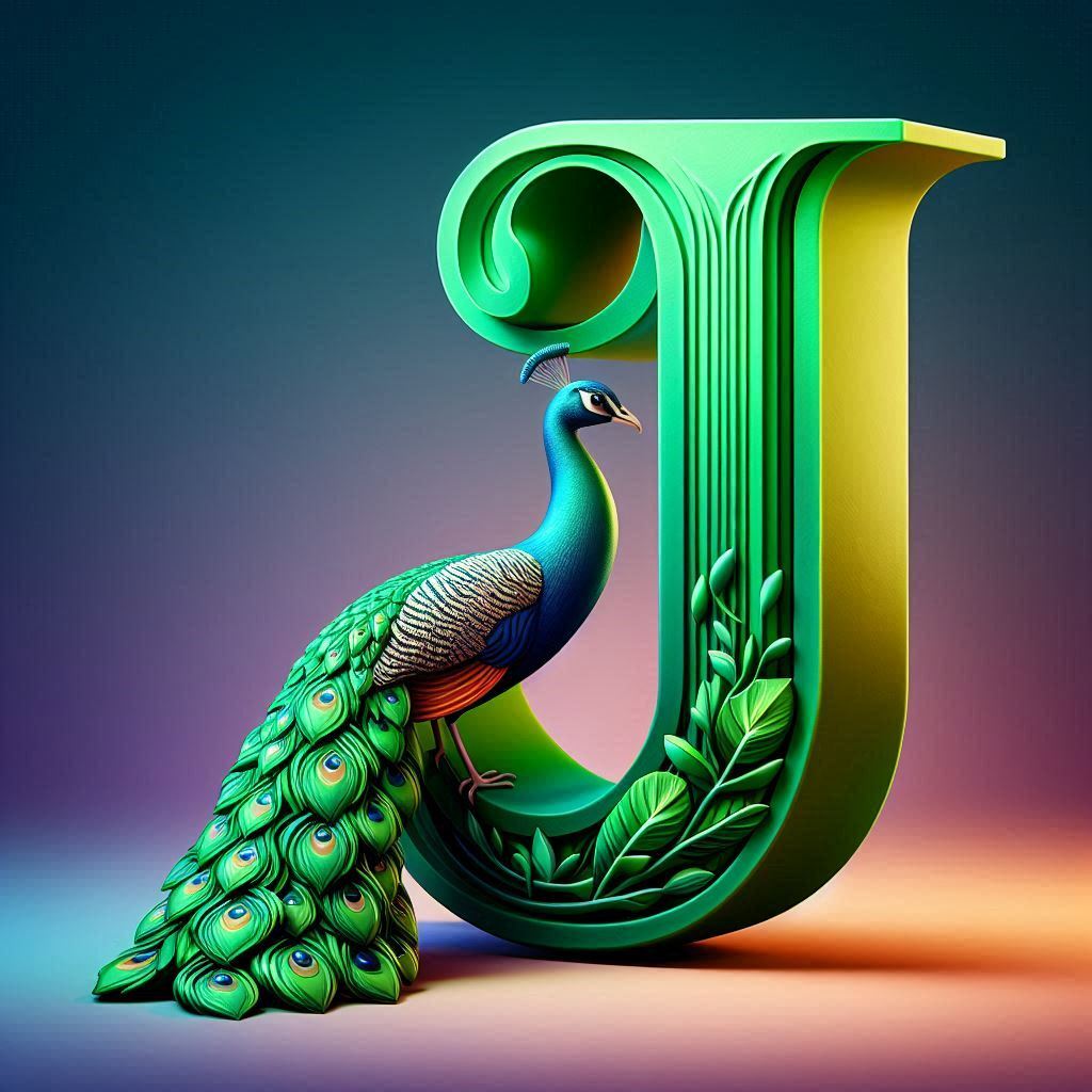 Peacock — letter J (variant 2)