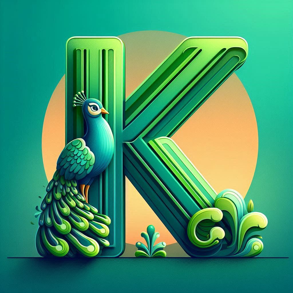 Peacock — letter K (variant 2)