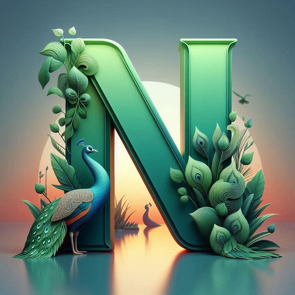 Peacock — letter N (variant 2)