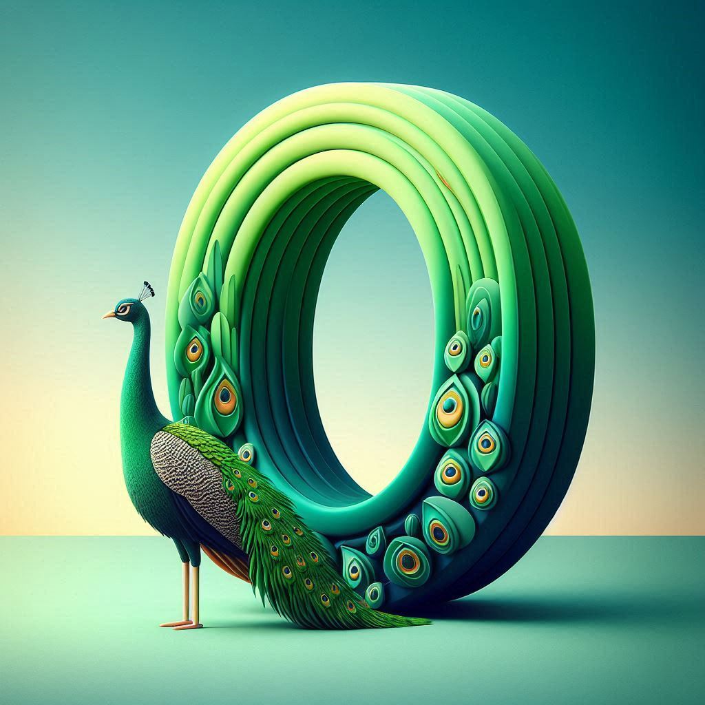 Peacock — letter O (variant 2)