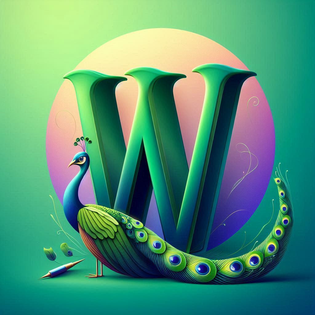 Peacock — letter W (variant 2)