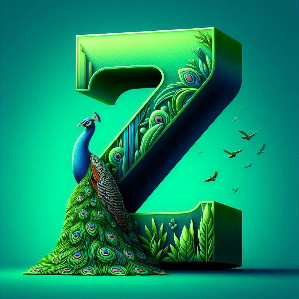 Peacock — letter Z (variant 2)