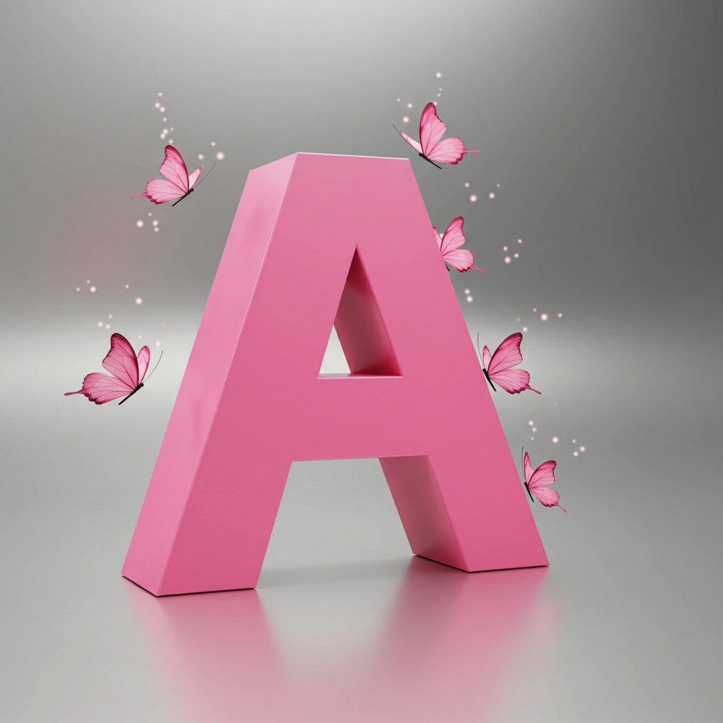 Pink butterflies — letter A (variant 2)