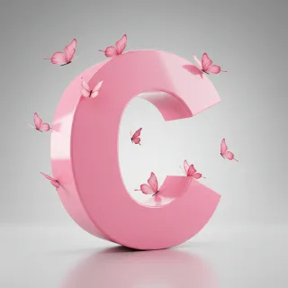 Pink butterflies — letter C
