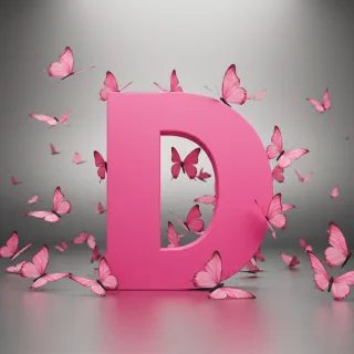 Pink butterflies — letter D (variant 2)