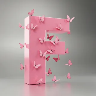 Pink butterflies — letter F
